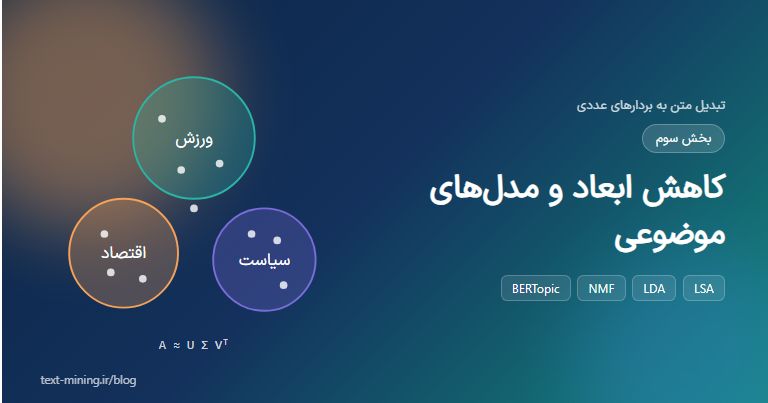 تبدیل متن به بردارهای عددی – بخش سوم – کاهش ابعاد و مدل‌های موضوعی (LSA، LDA، NMF)